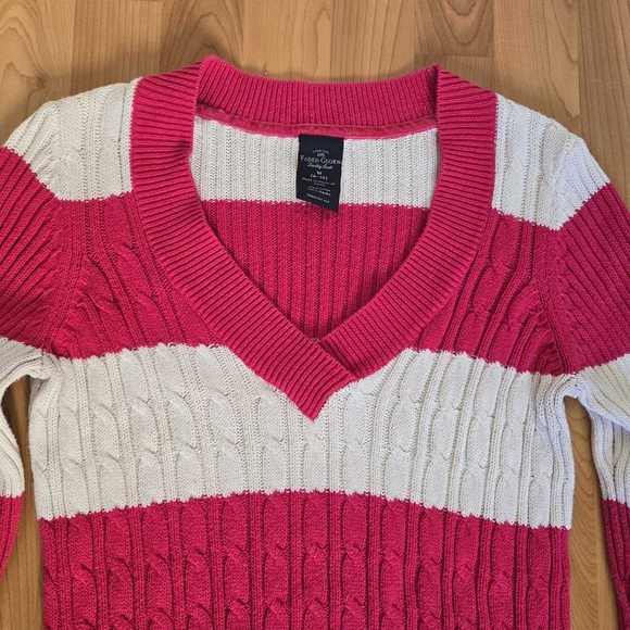Faded Glory Y2K Striped Cable Knit Sweater Women's M Vtg Mean Girls Preppy - Picture 3 of 10